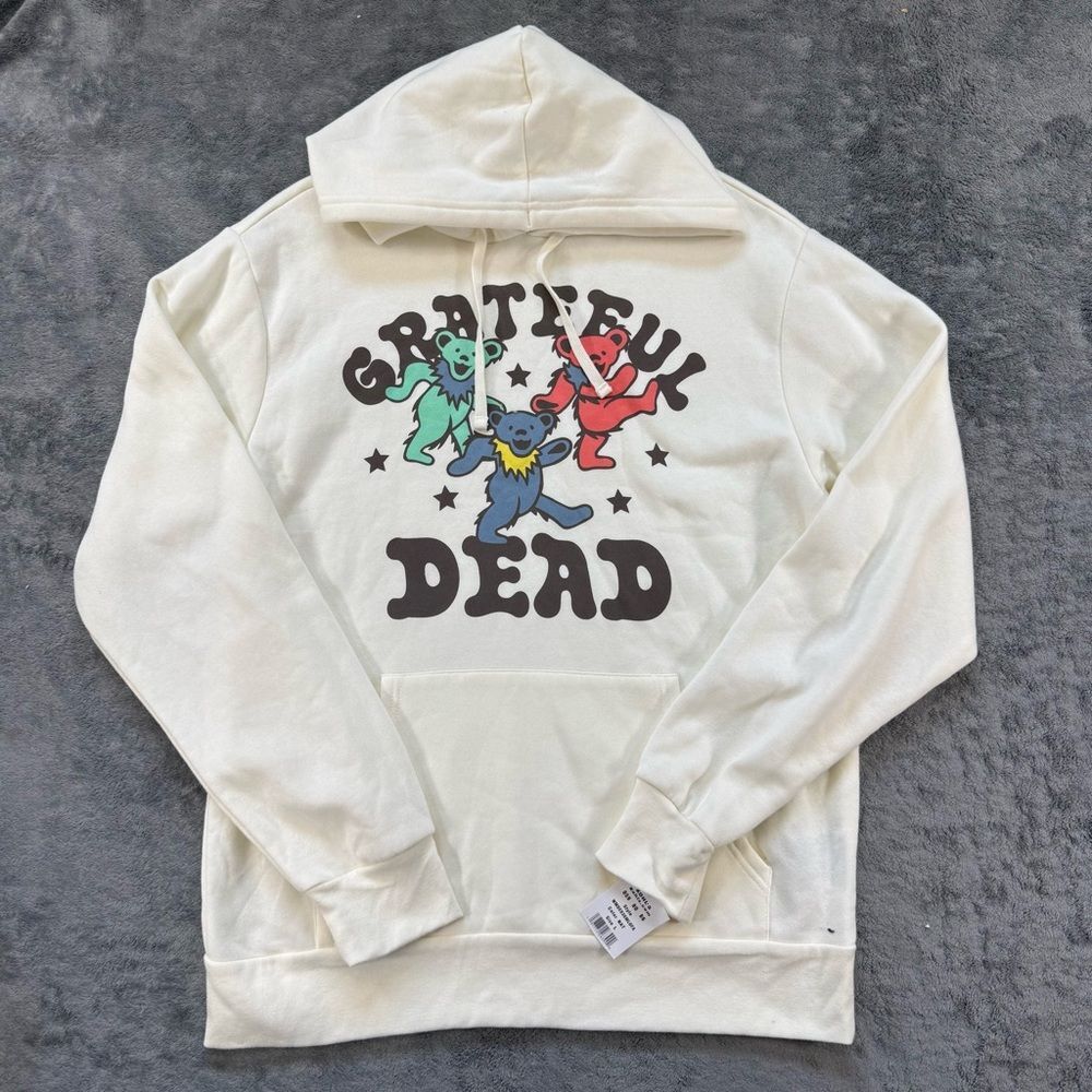 Mad Engine Grateful Dead Dancing Bears Graphic Hoodie Cream NEW